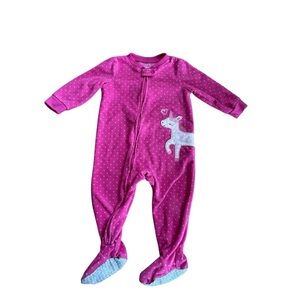 Carter’s Pink Fleece Pajama 2-way zip Sleeper Unicorn Baby Girl 18M
